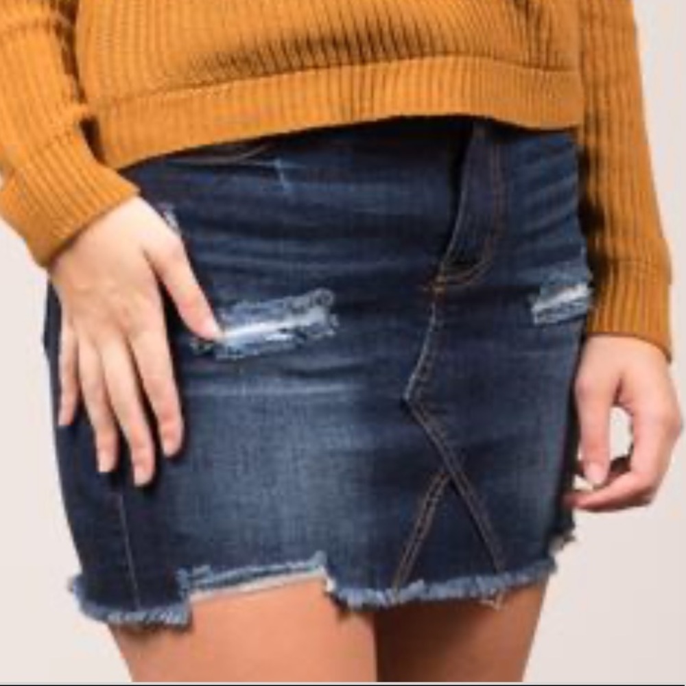 Wax Jean Distressed Denim Skirt SZ S